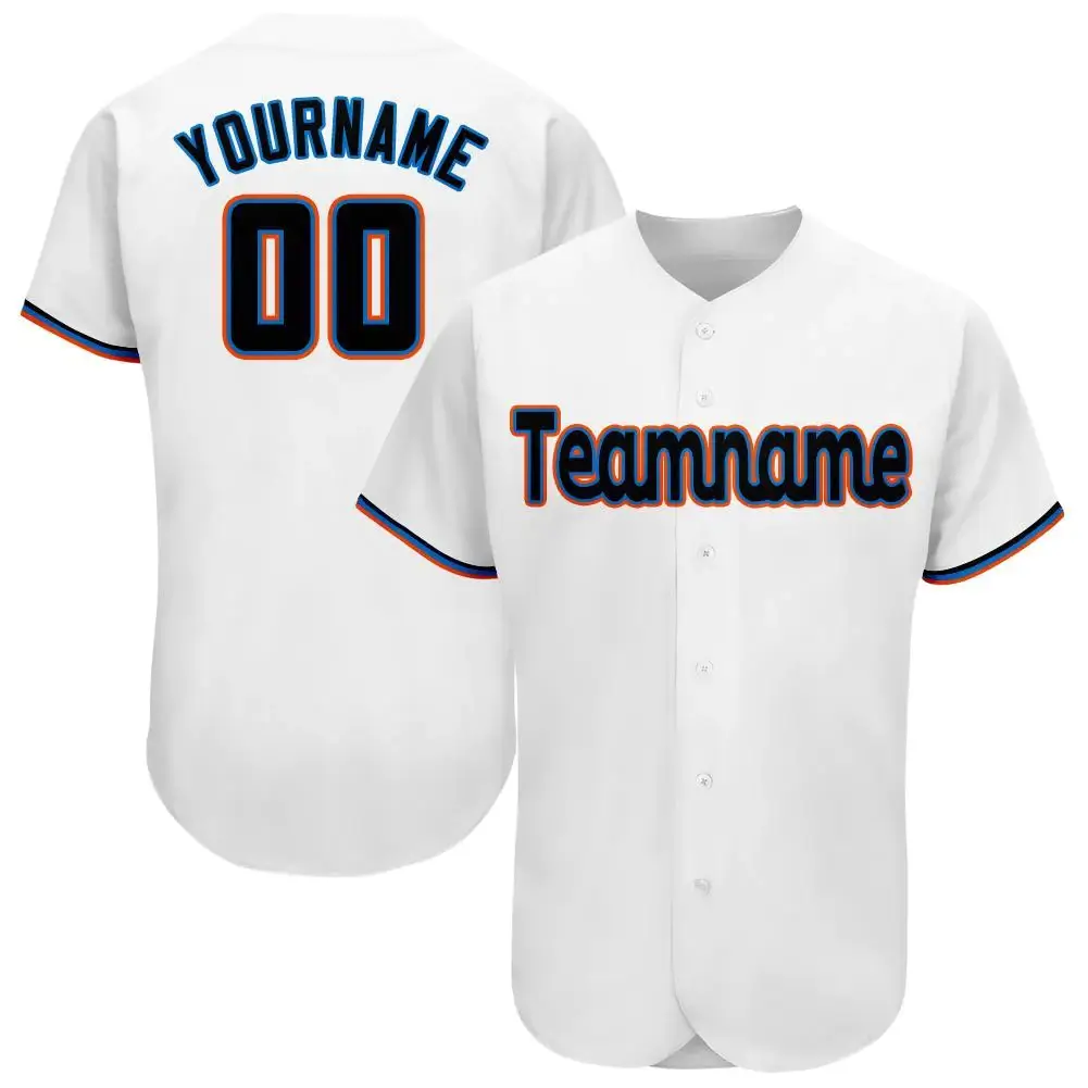 Custom White Baseball Jersey with Black-Orange