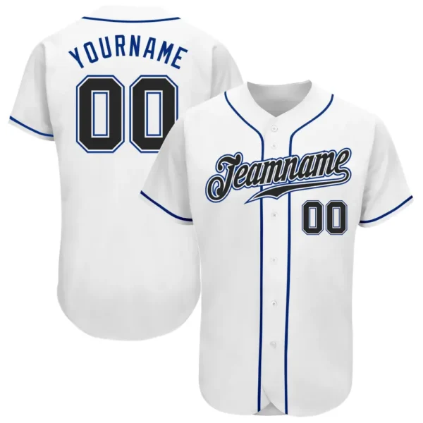 Custom White Baseball Jersey with Black-Royal