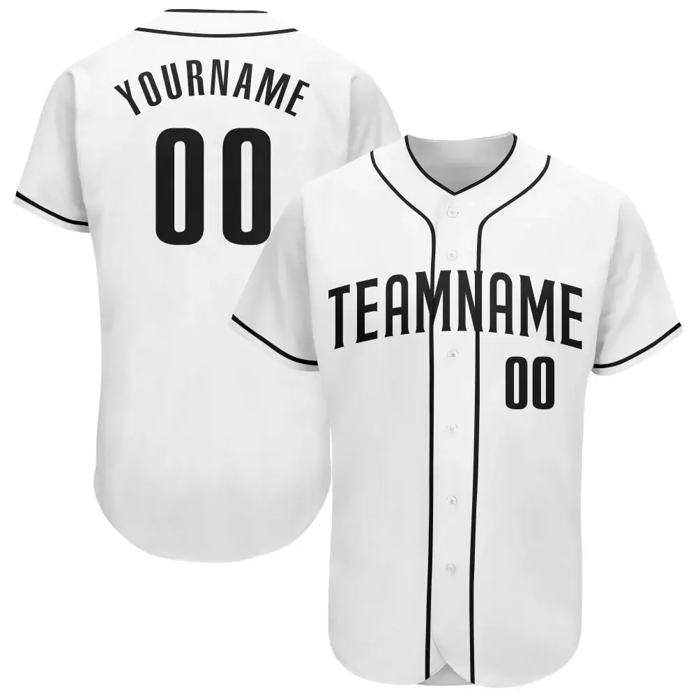 Custom White Baseball Jersey with Black