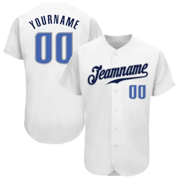 Custom White Baseball Jersey with Blue-Navy