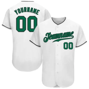Custom White Baseball Jersey with Kelly Green-Black