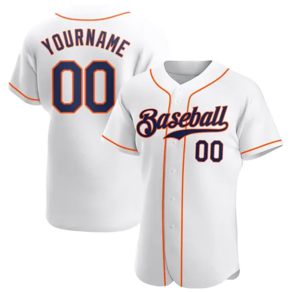 Custom White Baseball Jersey with Navy-Orange
