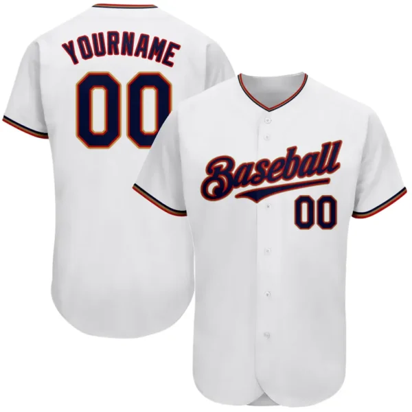 Custom White Baseball Jersey with Navy-Red