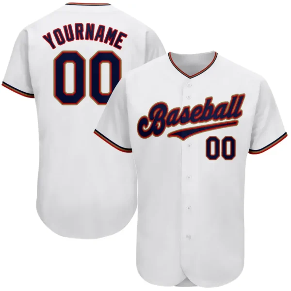 Custom White Baseball Jersey with Navy-Red