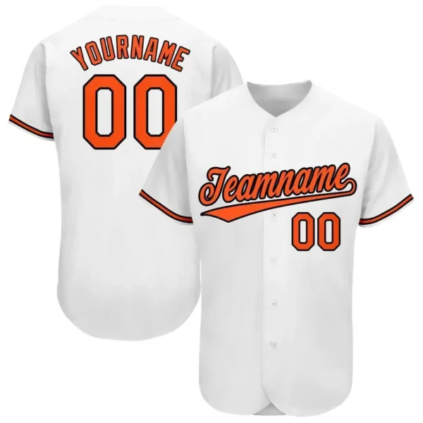 Custom White Baseball Jersey with Orange-Black