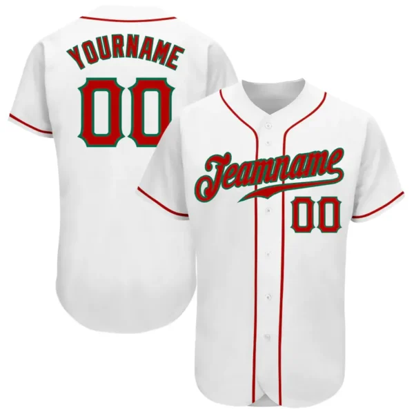 Custom White Baseball Jersey with Red-Kelly Green