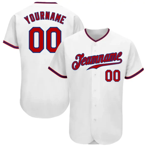 Custom White Baseball Jersey with Red-Royal