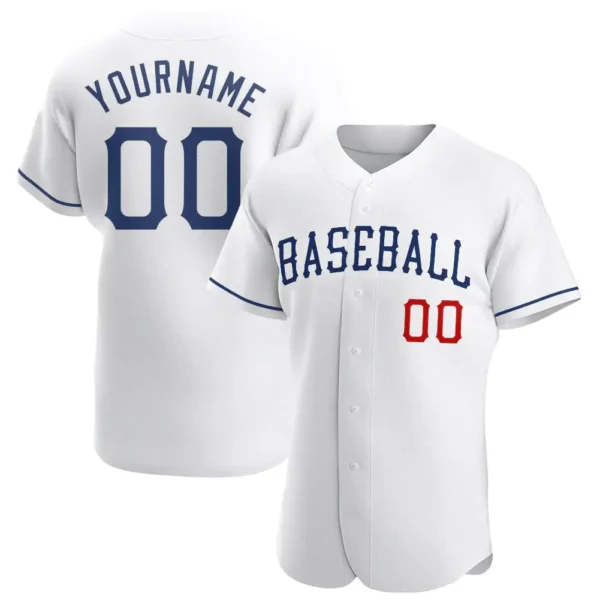 Custom White Baseball Jersey with Royal-Red