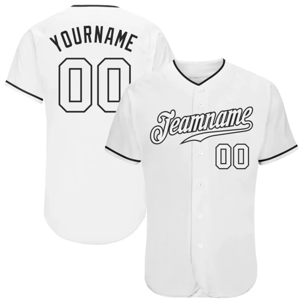 Custom White Baseball Jersey with White-Black