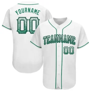 Custom White Drift Fashion Baseball Jersey with Kelly Green-Black