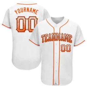 Custom White Drift Fashion Baseball Jersey with Orange-Black