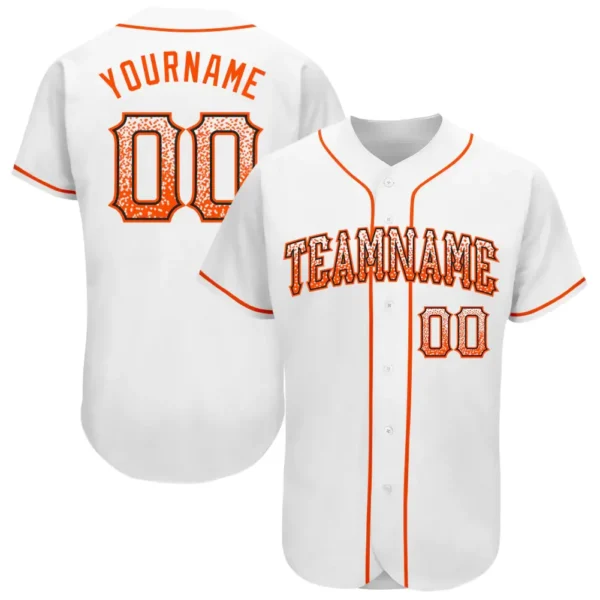 Custom White Drift Fashion Baseball Jersey with Orange-Black
