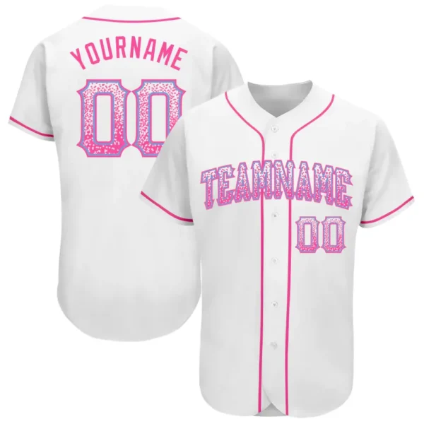Custom White Drift Fashion Baseball Jersey with Pink-Light Blue