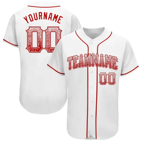 Custom White Drift Fashion Baseball Jersey with Red-Gray