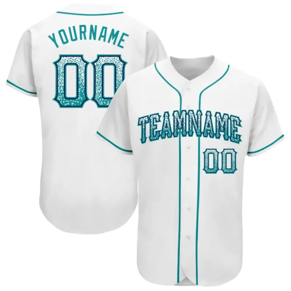 Custom White Drift Fashion Baseball Jersey with Teal-Navy