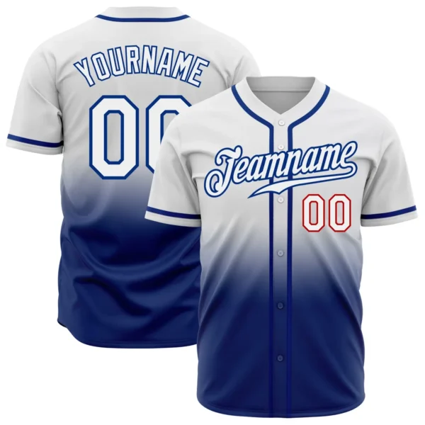Custom White Fade Fashion Baseball Jersey with Royal-Red