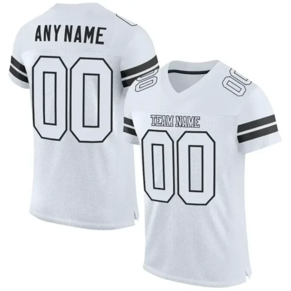 Custom White Mesh Football Jersey with Black