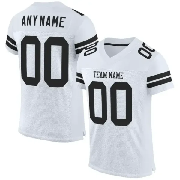 Custom White Mesh Football Jersey with Black