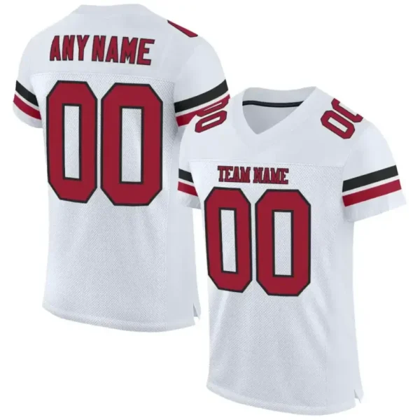 Custom White Mesh Football Jersey with Cardinal-Black