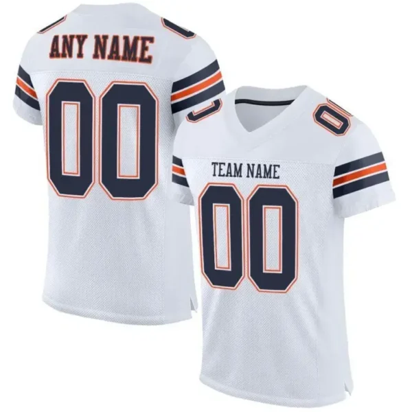 Custom White Mesh Football Jersey with Navy-Orange