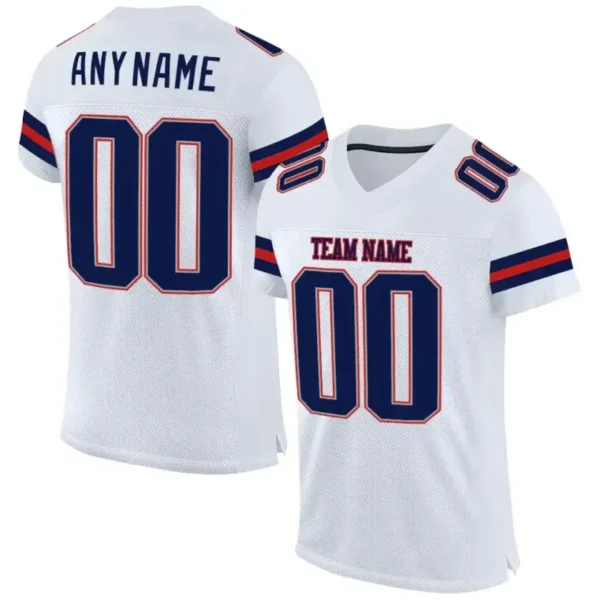 Custom White Mesh Football Jersey with Navy-Scarlet