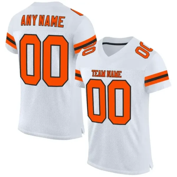 Custom White Mesh Football Jersey with Orange-Black