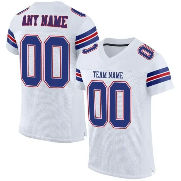 Custom White Mesh Football Jersey with Royal-Red
