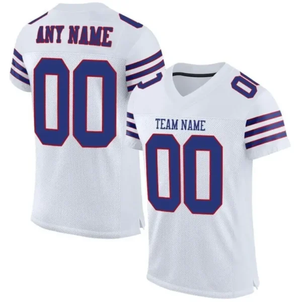 Custom White Mesh Football Jersey with Royal-Red