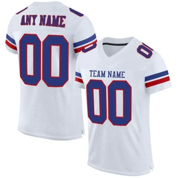 Custom White Mesh Football Jersey with Royal-Red