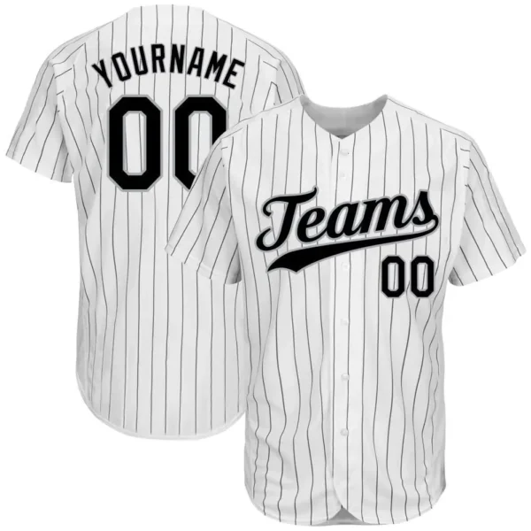 Custom White Pinstripe Baseball Jersey with Black-Gray