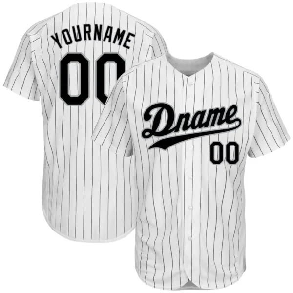 Custom White Pinstripe Baseball Jersey with Black-Gray