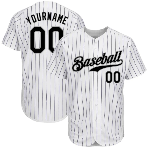 Custom White Pinstripe Baseball Jersey with Black-Gray